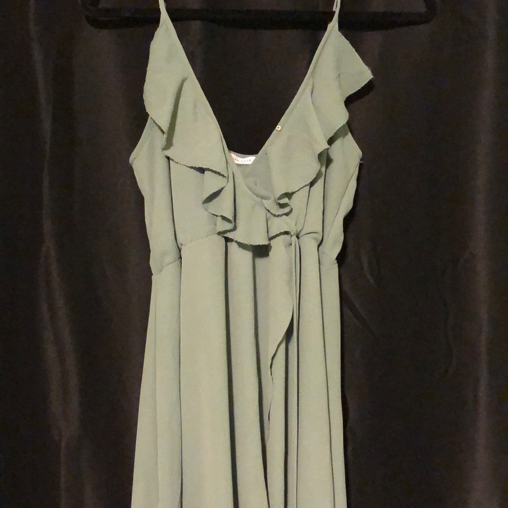 High low sage green dress